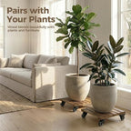 Bamworld 14 Inch Large Plant Stand Wood Plant Caddy - Image 2