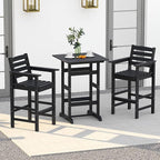 Tangkula 3-Piece Patio HDPE Bar Set, 2 Bar Height Adirondack Armchairs w/Square - Image 2