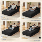 80 Inch Chaise Lounge Chair Indoor, Oversized Corduroy Upholstered Boneless - Image 3