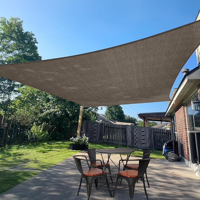 SUNLAX Sun Shade Sail 11' x 22' Brown Rectangle Canopy Sail Shade Cover UV by SUNLAX