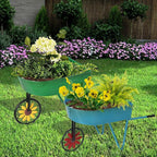 BAYN Metal Wheelbarrow Flower Cart Planter, 2 Packs Plant Stands - Image 6