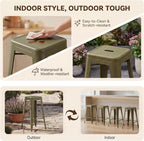 Shahoo 24 Inches Metal Bar Stools Counter Height Stackable Backless Stools - Image 6