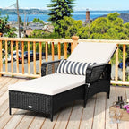 Tangkula Wicker Chaise Lounge Outdoor Set of 2, Patio Rattan Reclining Chaise - Image 5