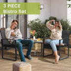 3 Piece Wicker Patio Bistro Set, Rattan Conversation Set - Image 3