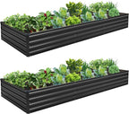 10×3×1FT Galvanized Raised Garden Bed Kit, Metal Planter Boxes, Large Outdoor by ZUNUDA