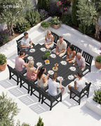 SERWALL 11-Piece Outdoor Dining Set, All Weather HDPE Outdoor Furniture Set - Image 7
