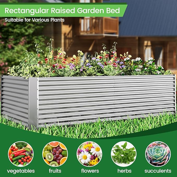FRIZIONE 2pcs Tall 8x3ft Galvanized Raised Garden Bed Outdoor, Above Ground - Image 4