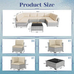KIGOTY Patio Furniture Set, 7 Pieces Modular Outdoor Sectional Sofa, PE Rattan - Image 3