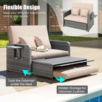 LDAILY Moccha Outdoor Daybed, Wicker Loveseat Sofa Set - Image 6