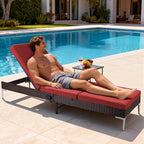 HOMREST Outdoor Chaise Lounge Chair, Patio Wicker Lounge Chair - Image 6