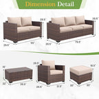 Amopatio Wicker Outdoor Sofa Single Armrest Chair 2 Pack, High Back Waterproof - Image 2