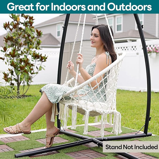 JoyView Macrame Hammock Chair Hanging Swing Chair Max 330 Lbs - Image 6