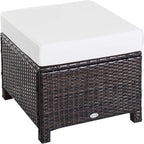 Outsunny 20" Patio Wicker Ottoman, Additional Seating, Side Table by Outsunny