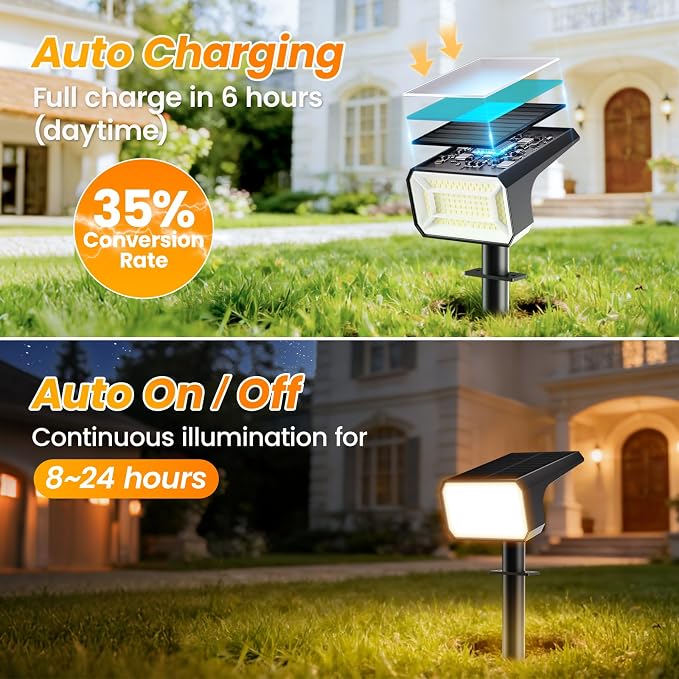 Fabrito Solar Spot Lights Outdoor 4 Pack, Auto On/Off Spotlights, IP67 - Image 2