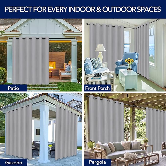 PureFit Outdoor Curtains for Patio Waterproof Weatherproof, UV and Fade - Image 5