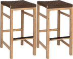 JONATHAN Y BSL1201C-SET2 Armand 30" Modern Coastal Backless Acacia Wood Outdoor by JONATHANY