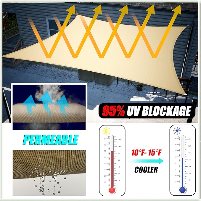 Amgo Custom Size 6' x 9' x 10.8' Blue Right Triangle Sun Shade Sail Order to - Image 5