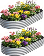 zizin 2 Pack Oval Galvanized Raised Garden Bed Kit 8x4x1ft Large Metal Planter by zizin