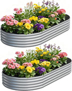 zizin 2 Pack Galvanized Raised Garden Bed Metal Oval Raised Garden Beds Outdoor by zizin