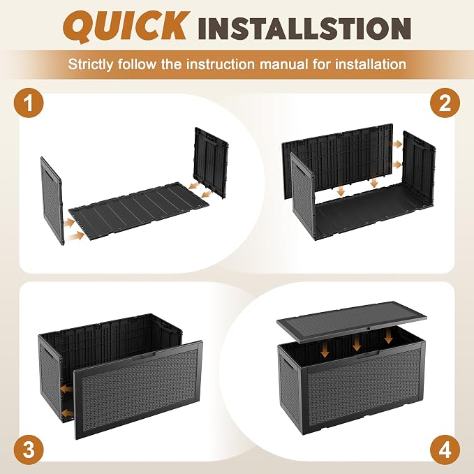 Outdoor Storage Box, Resin Deck Boxes Indoor and outdoor, Waterproof Storage - Image 6