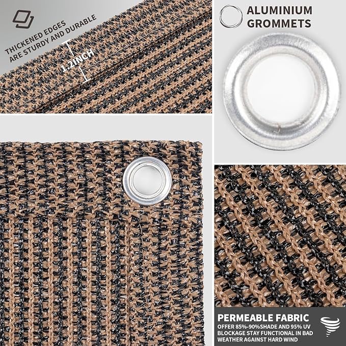 LOVE STORY Custom Size 2'6''x12' Brown Balcony Privacy Screen, UV Block Privacy - Image 3
