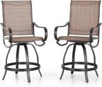 Sophia and William Patio Bar Stools Counter Height, Swivel Bar Chairs, Supports by SophiaWilliam