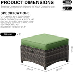Joyside Outdoor Ottoman Set of 2, Patio Large Ottoman Foot Rest - Image 3
