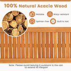 Tangkula 3 Piece Acacia Wood Patio Dining Table Set, Farmhouse Indoor Outdoor - Image 5