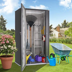 Greesum Outdoor Metal Storage Cabinet, Vertical Tool Organizer Without Shelves - Image 5