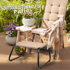 Outdoor Footstools for Patio, Backyard Patio Furniture Metal Frame Small Seat - Image 6