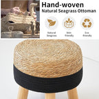 Round Ottoman Natural Seagrass Footstool, Foot Stool - Image 6