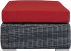 Modway Summon Wicker Rattan Outdoor Patio Sunbrella® Fabric Rectangle Ottoman - Image 3