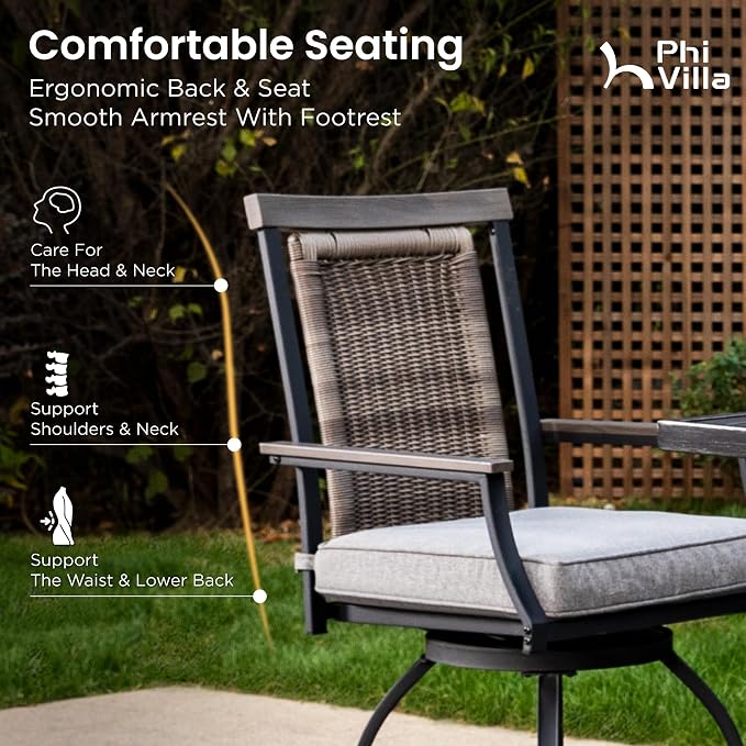PHI VILLA 7 Piece Outdoor Bar Set, Counter Height Patio Bar Furniture - Image 2