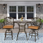 VIVIJASON 3-Piece Patio Swivel Bar Stools Set, All Weather Cast Aluminum - Image 7