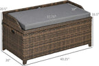 Outsunny 38 Gallon Outdoor Wicker Storage Bench Deck Box, PE Rattan Patio - Image 3
