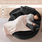 Antetek Oversized Round Chaise Longue Chair Indoor, Modern 55-inch Upholstered - Image 3