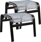 Outdoor Footstools for Patio, Textile Ottomans Metal Dining Footrests Stack by Deugold