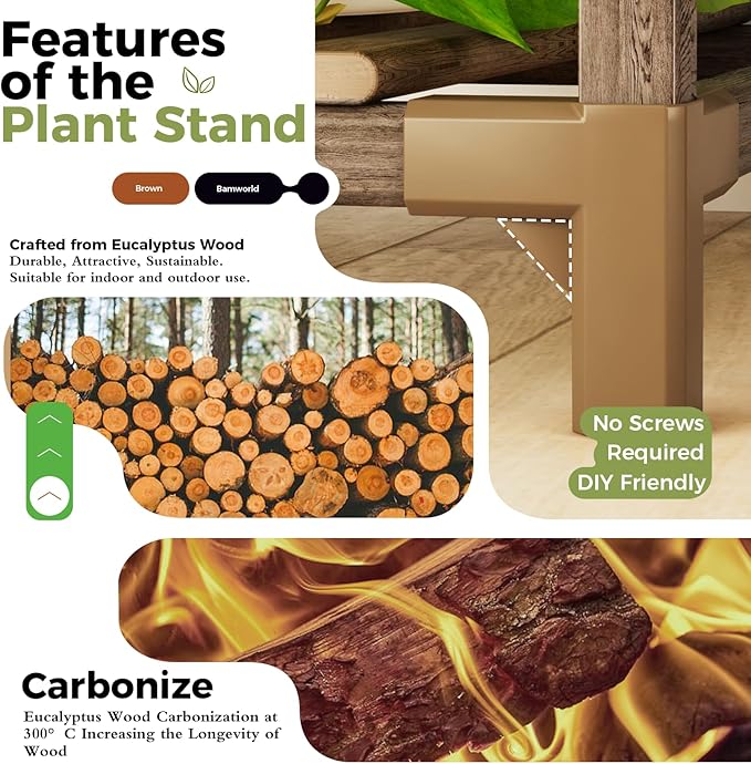 Bamworld Corner Plant Stand Indoor Tall Plant Shelf 5-tier Wood Plant Holder - Image 5