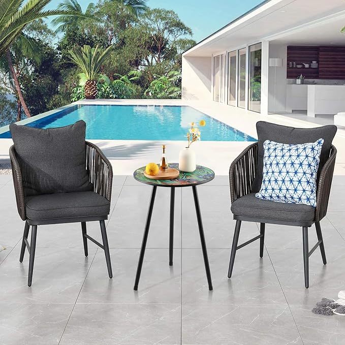 2 Packs Metal Outdoor Side Table Irises Patio Side Tables - Image 6