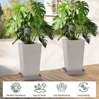 Set of 2 Tall Planter, 21 inch Large Plastic Planter - Image 2