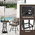 Tangkula 3 Pieces Patio Swivel Bar Set, Outdoor Metal Bar Table and Chairs Set - Image 6