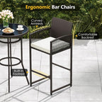 Tangkula 3 Piece Patio Bar Set, Outdoor Heavy Duty Wicker Bar Height Table & 2 - Image 7