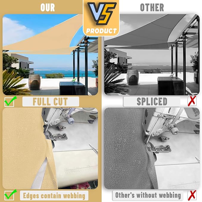 LOVE STORY Custom Size 7'x9'x11.4' Sand Sun Shade Sail Right Triangle Sunhsade - Image 7