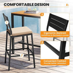 Crestlive Products Outdoor Bar Table and Chairs Set, 3 Piece Outside Patio Bar - Image 3