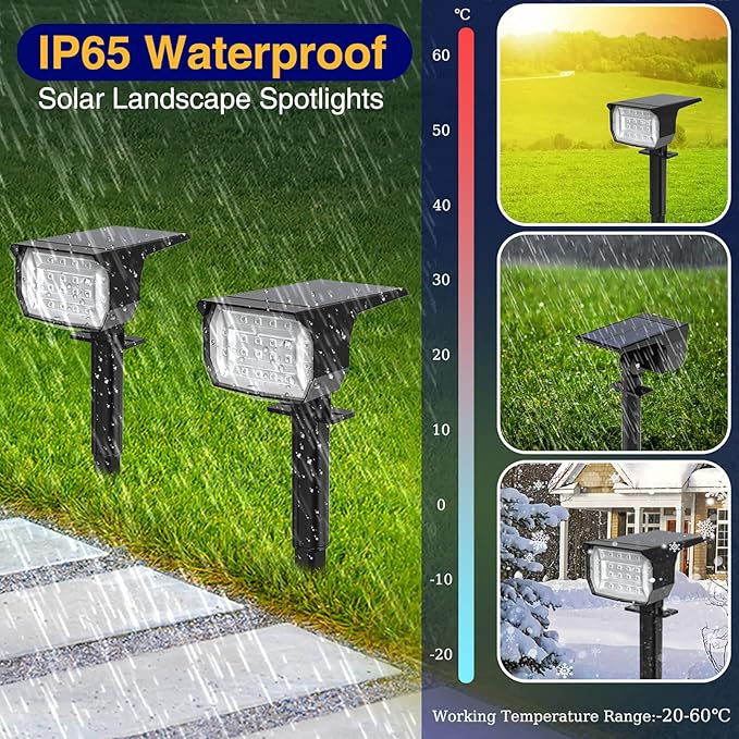 nipify 2 Pack Solar Spot Lights Outdoor Color Changing, 7 Modes Halloween RGB - Image 7