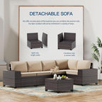 Kullavik 10 Pieces Outdoor Patio Furniture Set, PE Wicker Rattan Sectional Sofa - Image 8