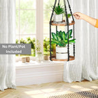 2 Tier Macrame Plant Hanger | Plant Hanger Indoor, Hanging Planter | Hanging - Image 7
