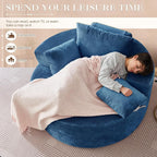 Antetek Oversized Round Chaise Longue Chair Indoor, Modern 55-inch Upholstered - Image 3