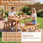 Tangkula 3 Pieces Acacia Wood Patio Dining Set, Outdoor Rectangular Table and - Image 5