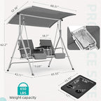 HOMREST 2 Seat Outdoor Porch Swing, Patio Swing - Image 3